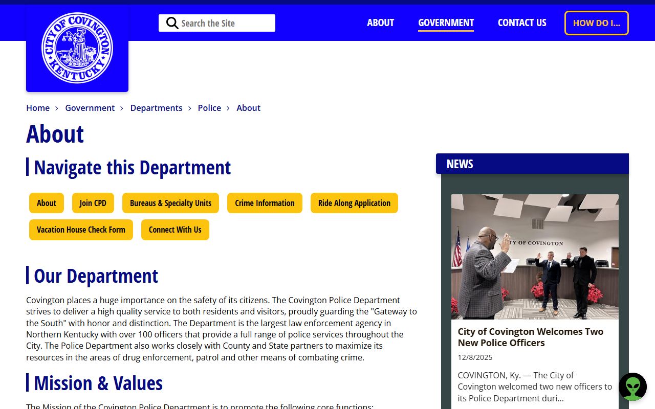 About Covington Police Department community services