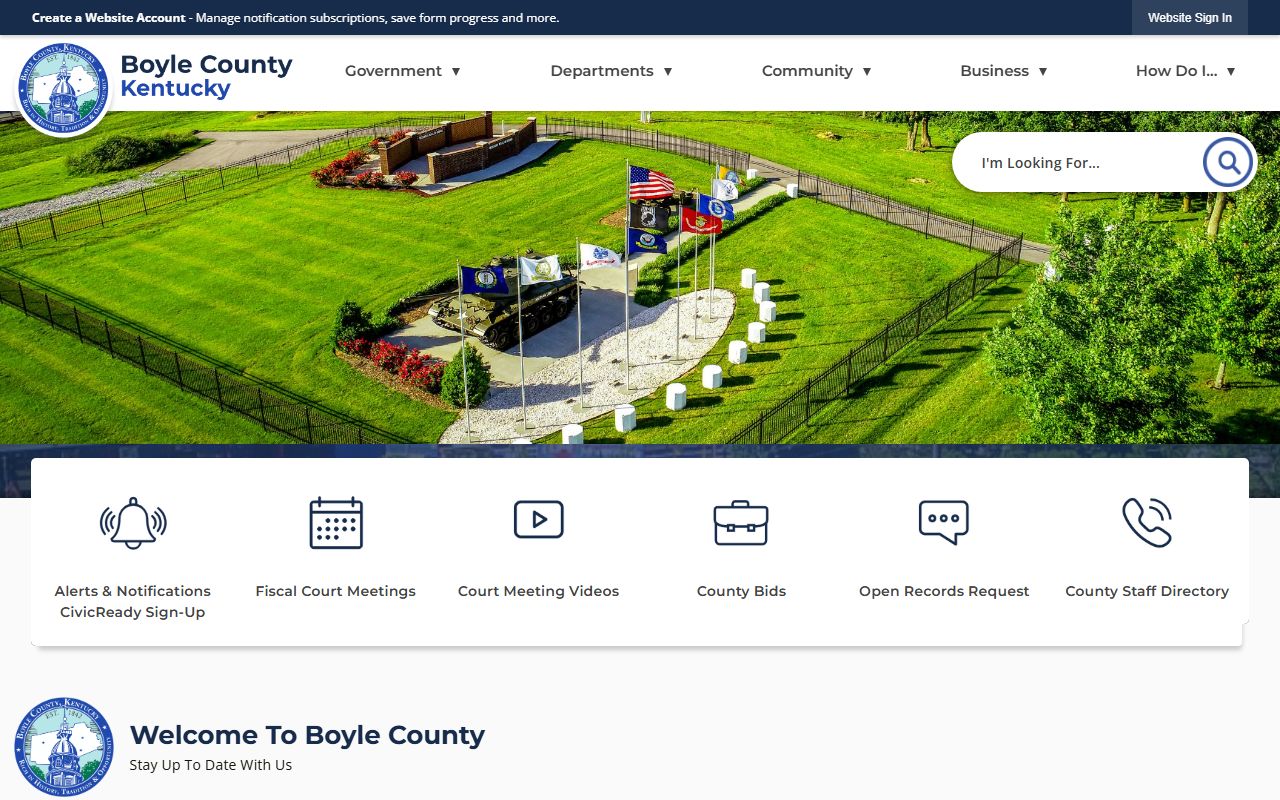 Boyle County Government website with public safety information