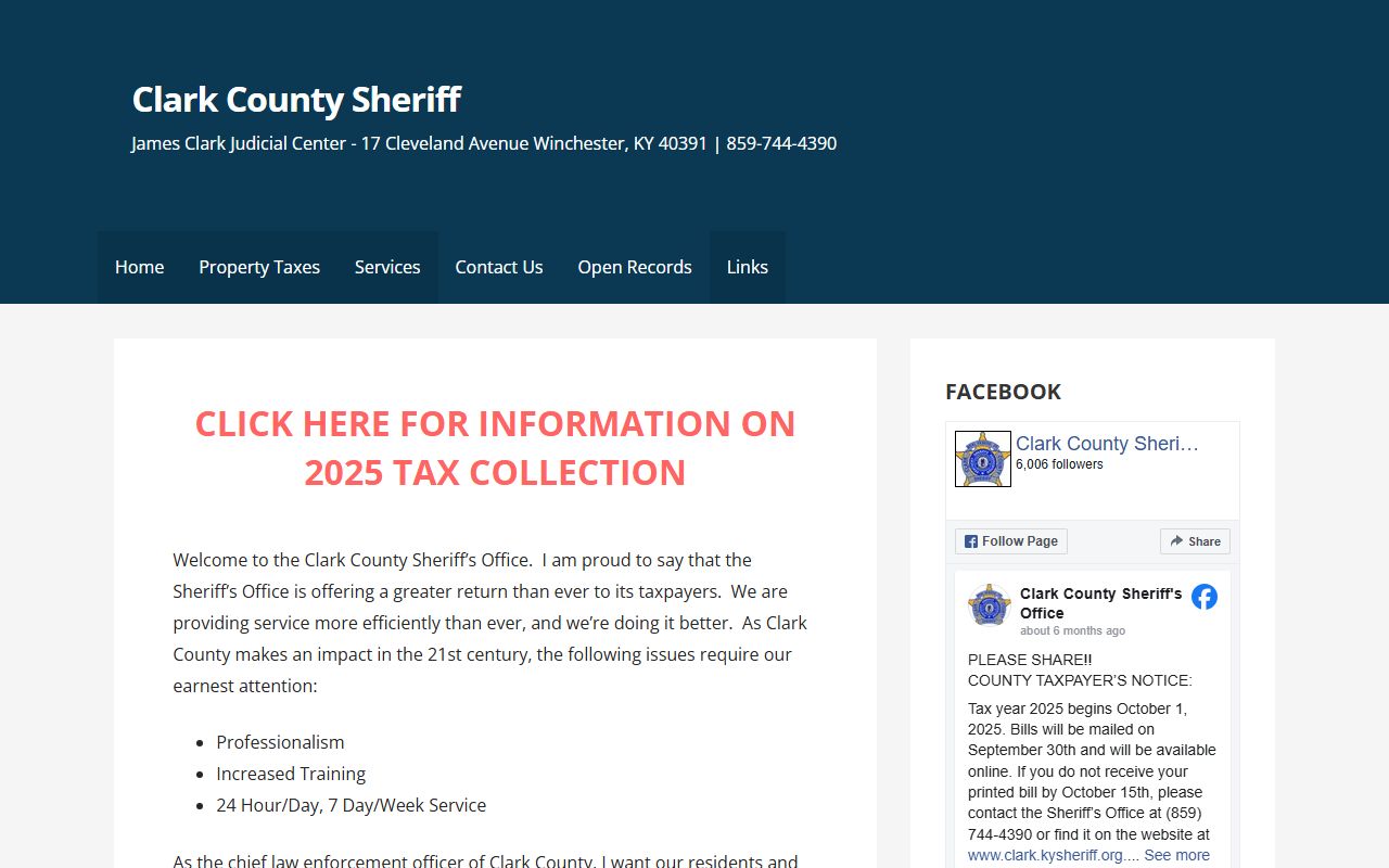 Clark County Sheriff's Office main website and services