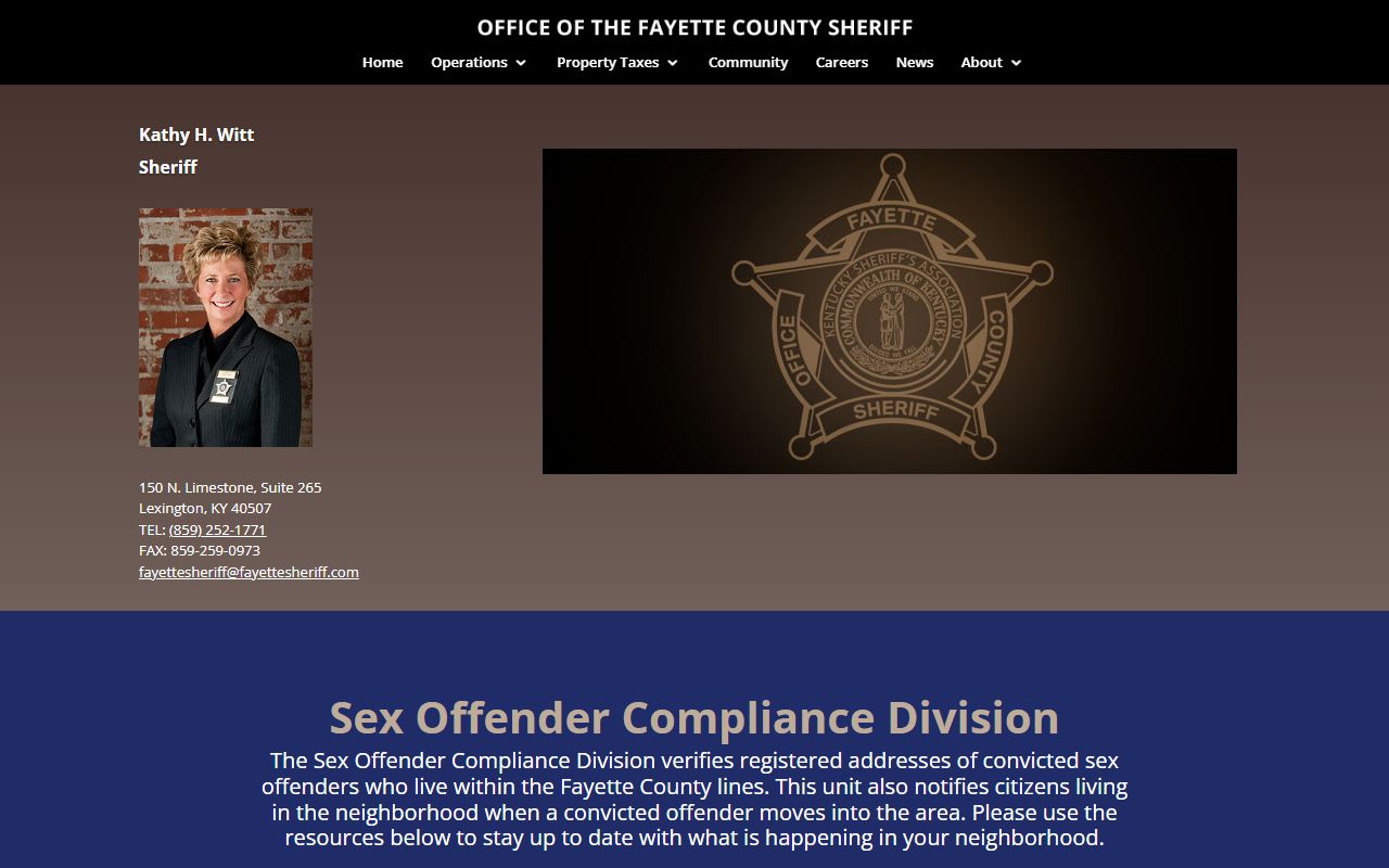 Fayette County Sheriff's Office sex offender registry compliance page