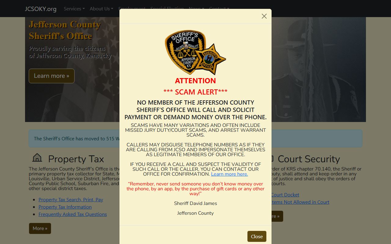 Jefferson County Sheriff's Office main website