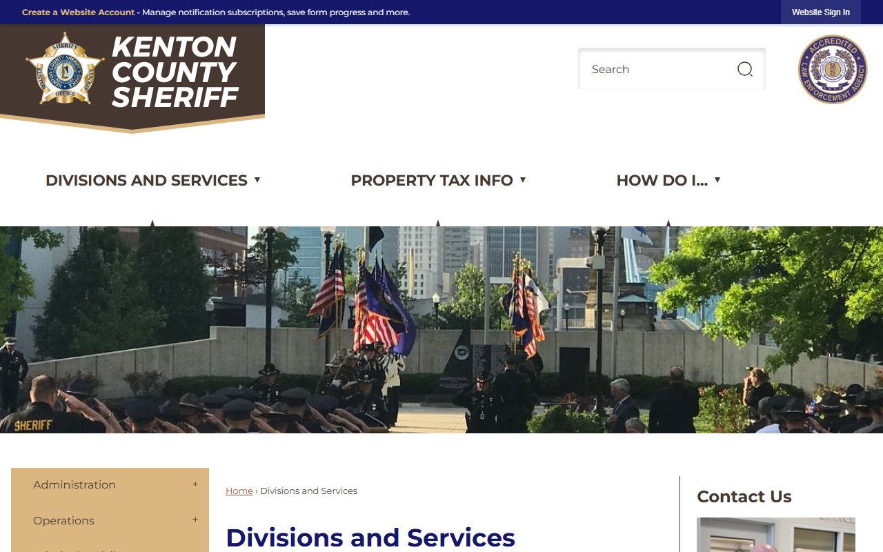 Kenton County Sheriff's Office divisions page